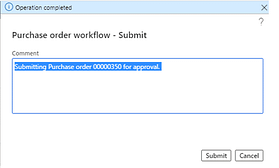 Submitting a Purchase order for approval