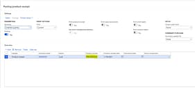 posting the product receipt