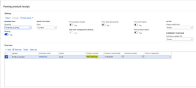 posting product receipt
