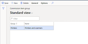 Setup Commission Item groups