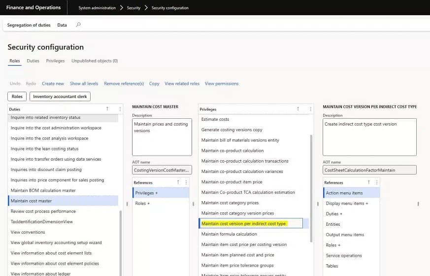 Maintain cost version per indirect cost type